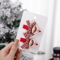 Red Christmas bow hair clips with cute cartoon resin dolls for baby girls and toddlers - Red Checkered Bow Girl Figure Set