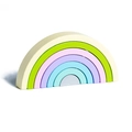 Handcrafted wooden rainbow stacker toy with 7 pastel colored arches on white background - 6-Piece Set / Small Rainbow 4 (Macaroon)