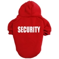 Red pet hoodie with SECURITY print for large dogs made of warm fleece fabric - XS / Red