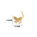 Clou de nez papillon doré avec zircons et tige en L de 0,78 cm de largeur pour femme - 2# Style Papillon / Jaune d'Or