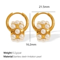 Boucles d'oreilles créoles dorées en acier inoxydable avec perles d'imitation chic - Boucles d'Oreilles Dorées Perle Artificielle Blanche (EH836WEPG)