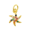 Golden six-pointed star pendant with colorful zircon stones on white background - Hexagram Shape (P30-11)