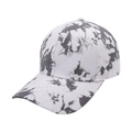 Close-up of fabric texture on white and grey tie-dye baseball cap with curved brim - Adjustable / Black White Ink Splash Tie-Dye (Style 8)