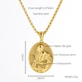 Collar para hombre de acero inoxidable chapado en oro de 18K con colgante de cura - Colgante con Relieve Dorado (Cadena Box)