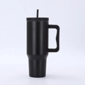 Matte black 40oz stainless steel insulated tumbler with handle and straw, variant view - Third Generation 40oz Black / 40oz