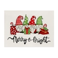 Christmas linen table mat featuring gnomes and Merry & Bright print in festive red and green - Merry Bright Gnomes