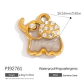 Elefantenanhänger aus 18K vergoldetem Edelstahl mit beigem Emaille und Zirkonia - Beigefarbener Emaille-Zirkon-Elefant (PJ92761)