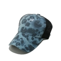 Detailed close-up of summer mesh baseball cap featuring blue leopard sequins and breathable net - Leopard Print Light Blue