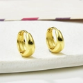 Minimalistische dicke vergoldete Halbrunde Creolen mit hochglanzpolierter Oberfläche - 12mm Gold