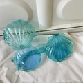 Blue translucent glitter cat-eye sunglasses with flip-up shell decoration for girls - Blue Rotating Shell Flip-up