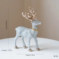Silver Christmas reindeer figurine with gold glitter antlers and festive collar accents - Style A Silver Reindeer