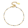 Bohemian gold stainless steel bracelet featuring blue and white enamel beads - Gold White Blue