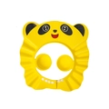 Yellow panda-shaped baby shower cap with adjustable buttons and waterproof wavy brim - Panda Bath Hat Yellow