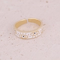 Adjustable gold ring with white enamel Evil Eye and micro-set zircon on stone base - White Enamel Evil Eye Style (3#)