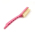 Pink handle soft bristle cleaning brush with ergonomic grip for shoes and laundry - Plain Style / Pink