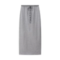 Detail of grey knitted maxi skirt with drawstring waist and plaid interior lining texture - S / Grey Midi Skirt