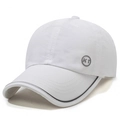 Berretto da baseball bianco traspirante con bordo nero e ricamo logo KT rotondo - Regolabile / Bianco