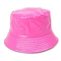Reversible rose pink patent leather bucket hat with glossy finish and stitched brim - One Size(58cm) / Rose Red