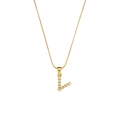 Gold letter L pendant necklace with white pearls on a sleek snake chain for women - Letter V