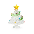 Miniature glass Christmas tree with green ribbon and colorful beads on white background - Large Transparent Christmas Tree (Yellow Star)