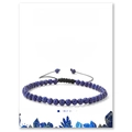 Lapis Lazuli 4mm beaded bracelet with adjustable black cord on informational display card - Lapis Lazuli Bracelet