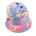 Tie-dye criss-cross ponytail baseball cap with breathable cotton fabric for outdoor sport - Blue Pink Yellow Tie-Dye Hat Set