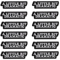 Embroidered A Little Bit Dramatic patches in black and white 12-piece set for bag decoration - Black