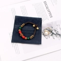 Handmade beaded bracelet and pearl ring set on a premium navy blue velvet pouch - Dark Blue