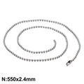 Collana a catena con sfere in acciaio al titanio argento diametro 2,4 mm e lunghezza 550 mm - 2.4mmx550mm(KN93485-Z)