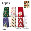 Set di 12 sacchetti regalo di Natale in carta con manici e adesivi in varie stampe festive - S590 (12 pezzi con adesivi)