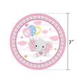 Gros plan sur une assiette en carton de 7 pouces thème éléphant rose pour anniversaire - Assiettes 7 Pouces / Lot de 16