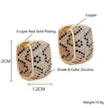 Gold plated leopard print hoop earrings with sparkling micro-pave cubic zirconia stones - 2*1.2cm U-Shape (EN04-5)