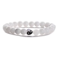 Witte turquoise kralenarmband met hartvormig Yin Yang symbool voor koppels en duo's - Hart Tai Chi Porseleinwit