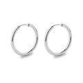 Polished silver stainless steel hoop earrings with a secure clasp on a white background - 2.0*16mm / Steel