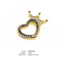 Golden crown and heart pendant in copper with colorful zircon inlays for necklaces - Crown Heart Pendant