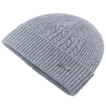Light gray cuffed knit beanie with fleece lining and sport metal logo for winter - Adjustable / Light Gray