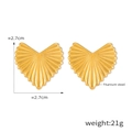 Pendientes de corazón dorados con textura plisada en abanico de acero de titanio - Corazón Plisado / Dorado