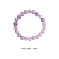 Polished lavender amethyst beaded bracelet with natural crystal textures on white background - Amethyst Classic Style (WB335)
