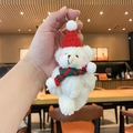 Oso de peluche / Blanco (Bufanda a Rayas Rojas Verdes)