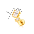 Titanium labret stud with gold plating and geometric cubic zirconia stones inlay - 6# Gold Rectangular Cluster Style