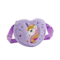 Detail of heart-shaped purple plush unicorn crossbody bag with sequined embroidery - Purple
