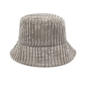 Close-up of light gray wide striped corduroy fabric texture on a stylish bucket hat - M (56-58cm) / Gray