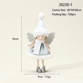 Christmas angel doll ornament in blue dress with silver wings and white plush hat, 18cm - Light Blue (2023D-1号)