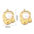 Golden irregular lava texture pearl earrings charms with 23mm height dimensions - Irregular Style 1 Pearl Gold / 2 Pcs/Set / Gold