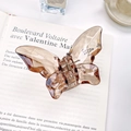 Elegante pinza para el cabello de mariposa ámbar transparente sobre un libro antiguo - Grande 5,5 cm / Tostado