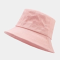 Close-up of pink cotton bucket hat showing twill texture and metal ventilation eyelets - M (56-58cm) / Pink