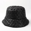 Chapeau bob matelassé noir pour femme avec motif en losanges pour l'hiver - M (56-58cm) / Noir