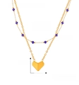 Detailed view of layered necklace size showing 38+5cm chain and 1cm heart pendant - Gold Necklace (P1689)