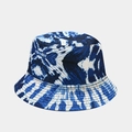 Bob tie-dye en toile de coton bleu et blanc avec motifs radiaux pour l'été et soleil - M (56-58cm) / Réversible / Tie-Dye Radial Marine Blanc (26#)