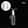 Detailed 60ml transparent spray bottle with white pump head and dimensions on black background - 60ml Clear Bottle (Mist Pump)